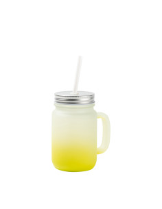 12oz/350ml Mason Jar w/ Straw(Frosted, Gradient Lemon Yellow)