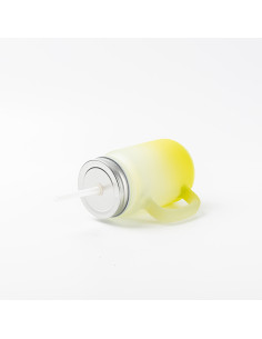 12oz/350ml Mason Jar w/ Straw(Frosted, Gradient Lemon Yellow) 2