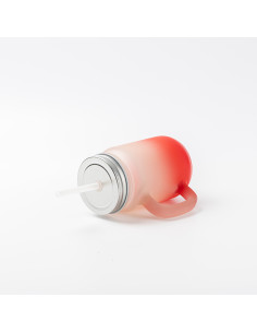 12oz/350ml Mason Jar w/ Straw(Frosted, Gradient Red) 2