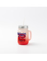 Pot Mason de 12 oz/350 ml avec paille (givré, rouge dégradé)