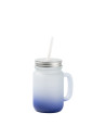 Pot Mason 12oz/350ml avec paille (givré, dégradé bleu foncé)