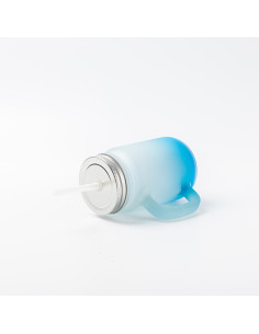 12oz/350ml Mason Jar w/ Straw(Frosted, Gradient Light Blue) 2