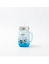 Pot Mason 12oz/350ml avec paille (givré, dégradé bleu clair)