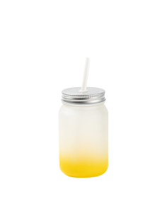 15oz/450ml Mason Jar no Handle(Frosted, Gradient Yellow)