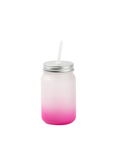 15oz/450ml Mason Jar no Handle(Frosted, Gradient Rose Red)