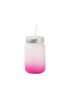 Pot Mason de 15 oz/450 ml sans poignée (givré, dégradé rose rouge)