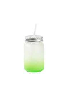 15oz/450ml Mason Jar no Handle(Frosted, Gradient Green)