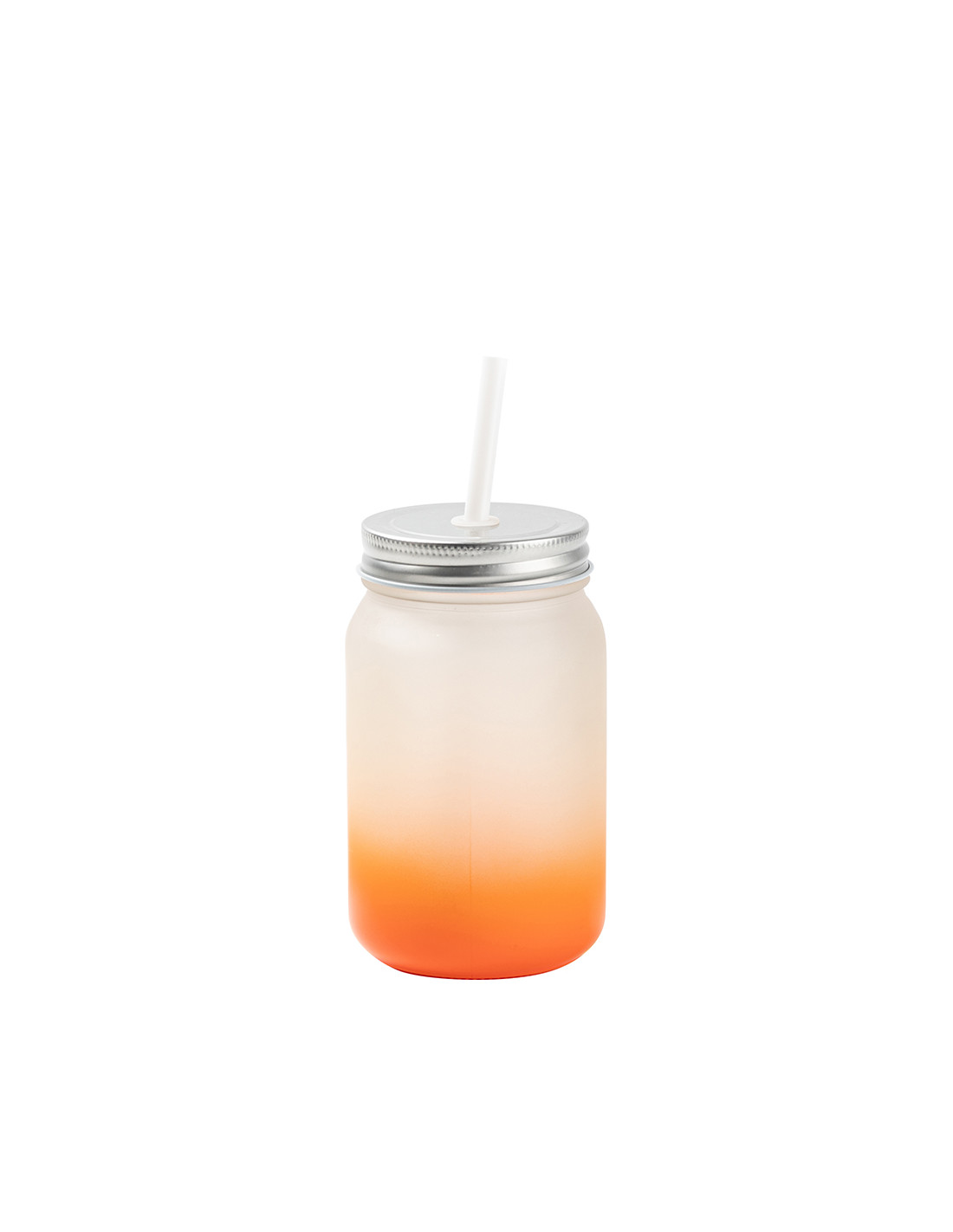 Pot Mason de 15 oz/450 ml sans poignée (givré, orange dégradé)