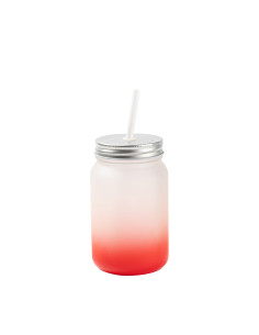 15oz/450ml Mason Jar no Handle(Frosted, Gradient Red)