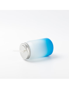 15oz/450ml Mason Jar no Handle(Frosted, Gradient Light Blue) 2