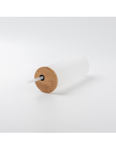 17oz/500ml Glass Skinny Tumbler w/Straw & Bamboo Lid w/Straw & Bamboo Lid(Frosted) 2