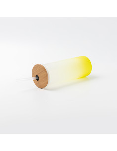 17oz/500ml Glass Skinny Tumbler w/Straw & Bamboo Lid(Frosted, Gradient Lemon Yellow) 2