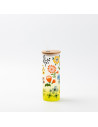 Gobelet fin en verre de 17 oz/500 ml avec couvercle en paille et en bambou (givré, dégradé jaune citron)