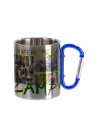 Tasse en acier inoxydable de 300 ml avec poignée mousqueton bleue (argent)