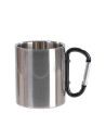 Tasse en acier inoxydable de 300 ml avec poignée mousqueton noire (argent)
