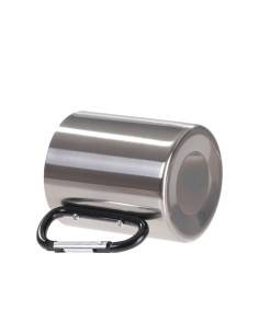 300ml Stainless Steel Mug with Black Carabiner Handle (Silver) 2
