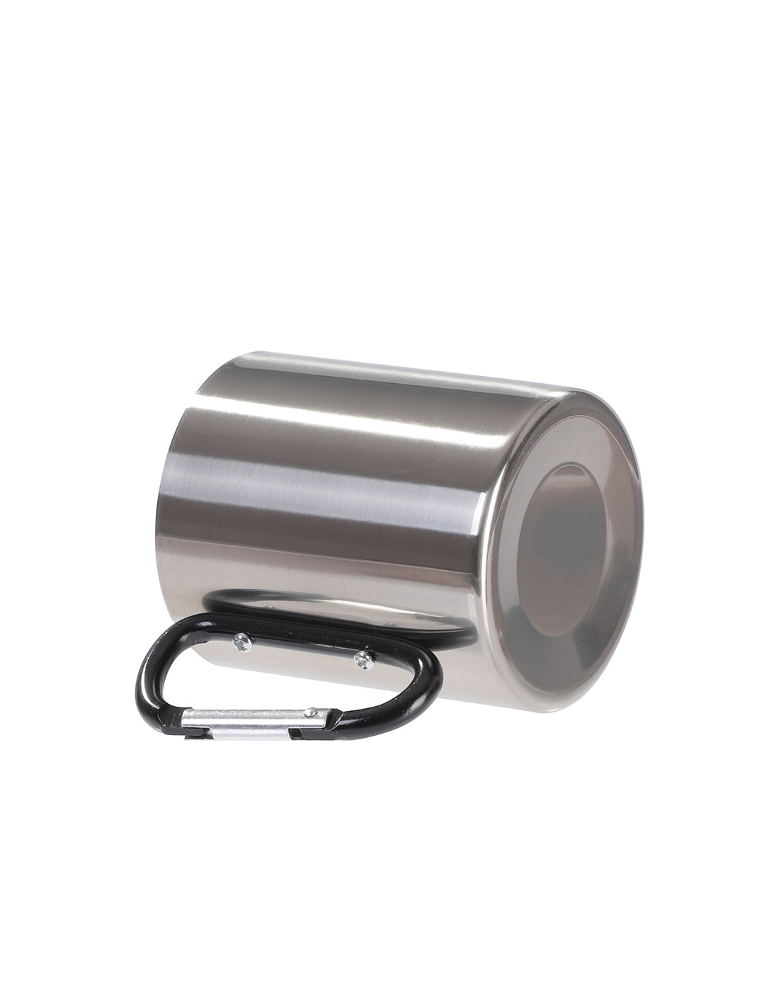 Tasse en acier inoxydable de 300 ml avec poignée mousqueton noire (argent)