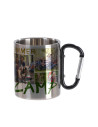 Tasse en acier inoxydable de 300 ml avec poignée mousqueton noire (argent)