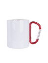 Tasse en acier inoxydable de 300 ml avec poignée mousqueton rouge (blanc)