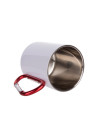 Tasse en acier inoxydable de 300 ml avec poignée mousqueton rouge (blanc)