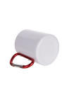 Tasse en acier inoxydable de 300 ml avec poignée mousqueton rouge (blanc)