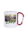 Tasse en acier inoxydable de 300 ml avec poignée mousqueton rouge (blanc)