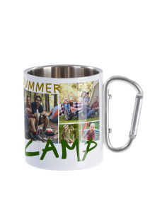 300ml Stainless Steel Mug with Silver Carabiner Handle(White) 2