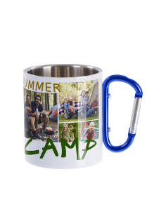 300ml Stainless Steel Mug with Blue Carabiner Handle(White) 2