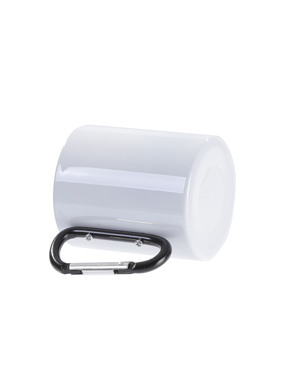 Tasse en acier inoxydable de 300 ml avec poignée mousqueton noire (blanc)