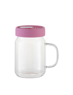 20oz/600ml Glass Mason Jar w/ Silicon Lid (Clear,Pink)