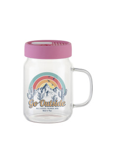 20oz/600ml Glass Mason Jar w/ Silicon Lid (Clear,Pink) 2