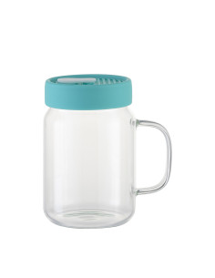 20oz/600ml Glass Mason Jar w/ Silicon Lid (Clear,Mint Green)