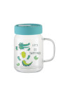 Pot Mason en verre de 20 oz/600 ml avec couvercle en silicone (transparent, vert menthe)