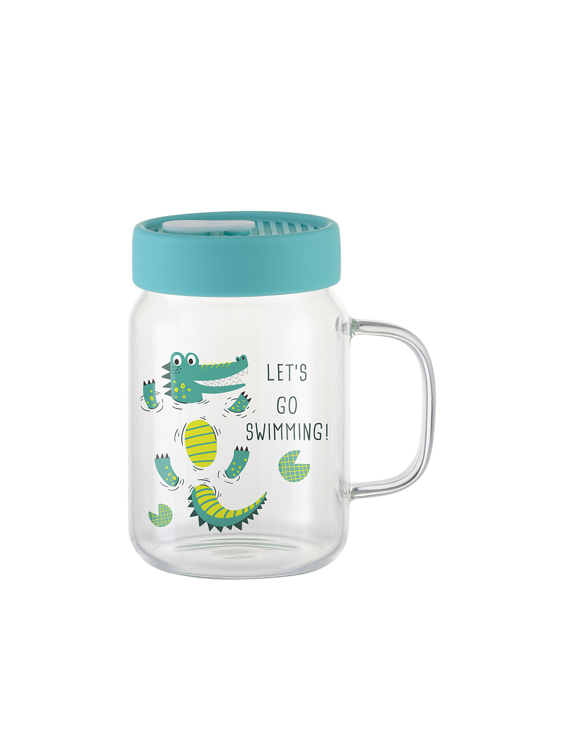 Pot Mason en verre de 20 oz/600 ml avec couvercle en silicone (transparent, vert menthe)
