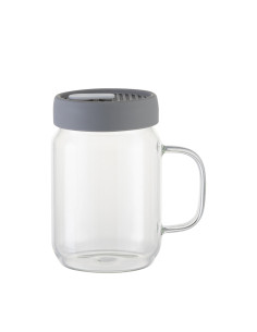 20oz/600ml Glass Mason Jar w/ Silicon Lid (Clear, Gray)