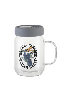 20oz/600ml Glass Mason Jar w/ Silicon Lid (Clear, Gray) 2