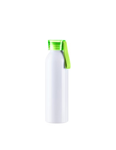 22oz/650ml Portable Sports Slim Aluminum bottle With Light Green Cap(White)