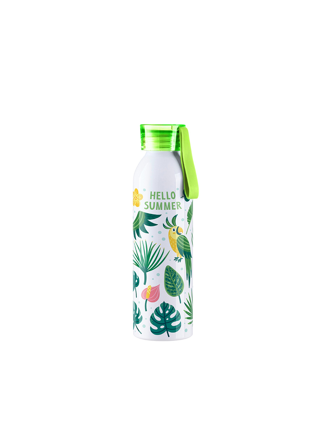 Bouteille en aluminium mince de sport portative de 22 oz/650 ml avec bouchon vert clair (blanc)