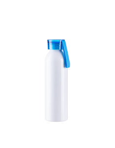 22oz/650ml Portable Sports Slim Aluminum bottle With Blue Cap(White)