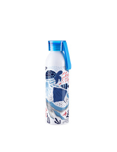 22oz/650ml Portable Sports Slim Aluminum bottle With Blue Cap(White) 2