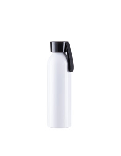 22oz/650ml Portable Sports Slim Aluminum bottle With Black Cap(White)