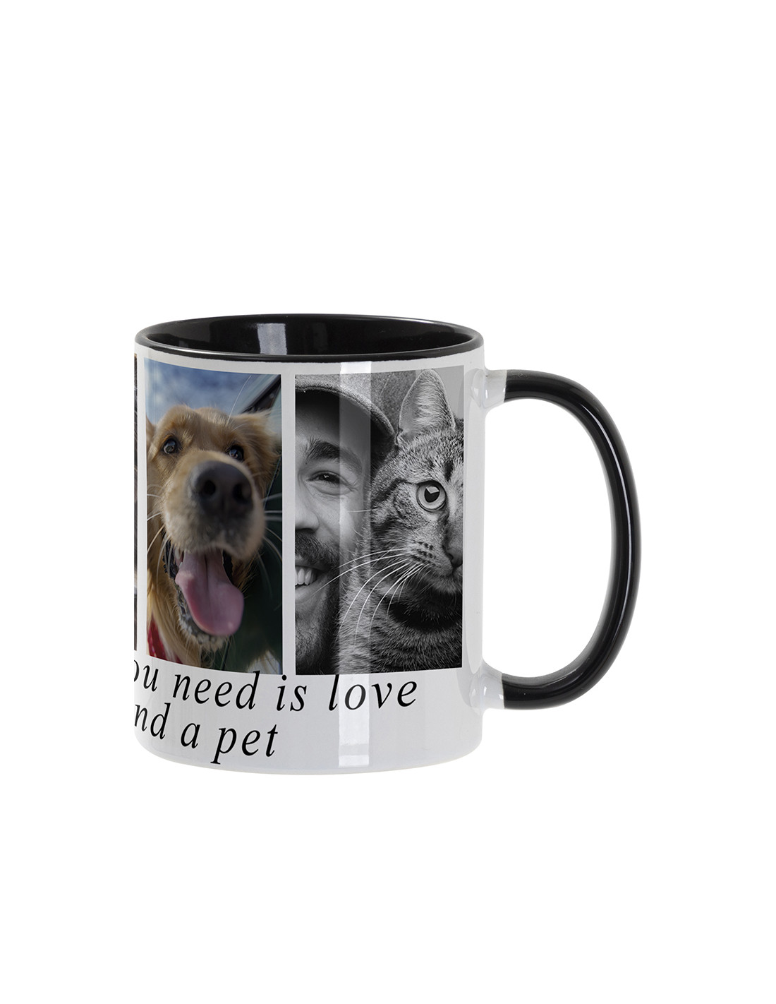 Tasse de couleur intérieure/poignée de 11 oz-noir