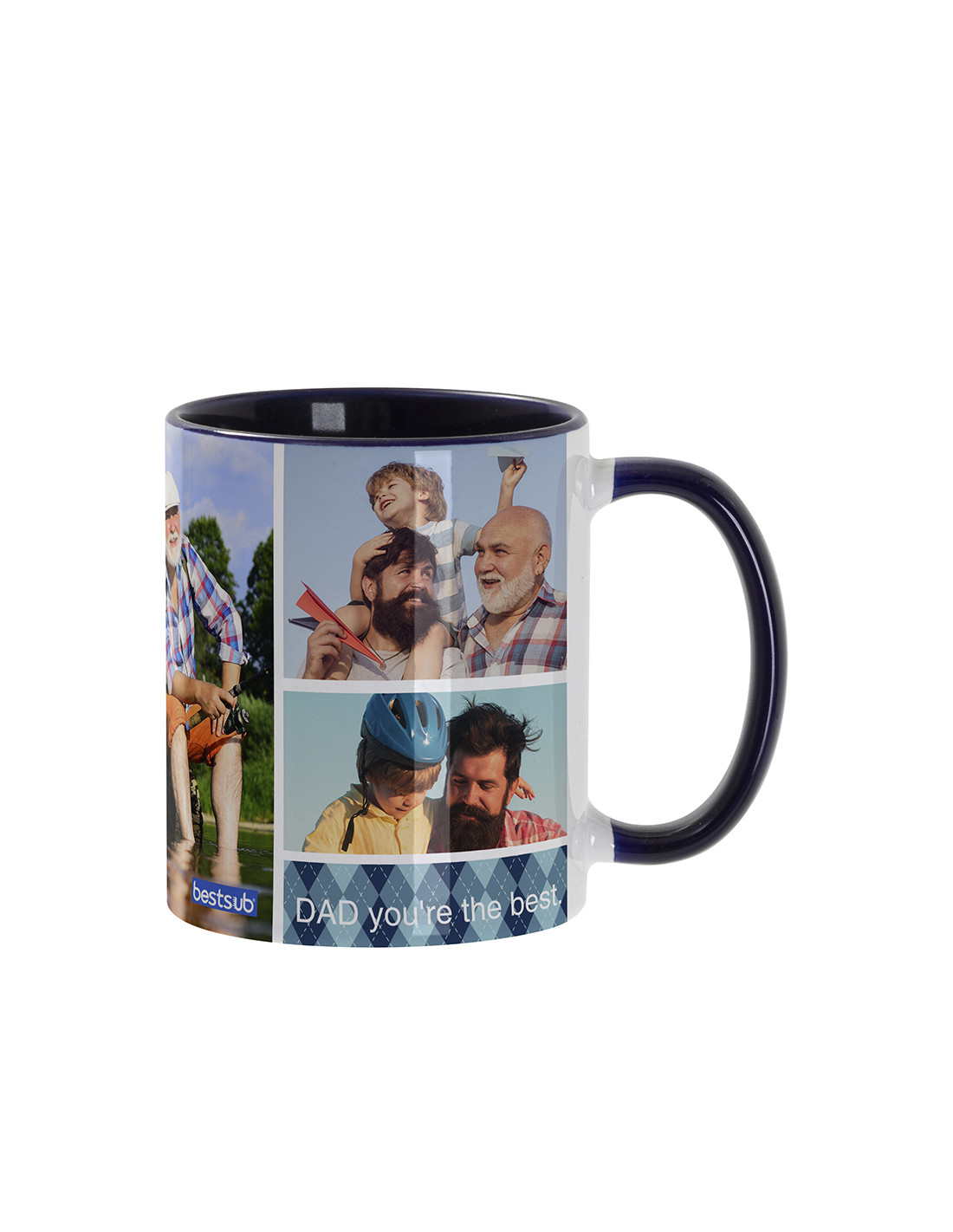Tasse de couleur intérieure/poignée de 11 oz-bleu