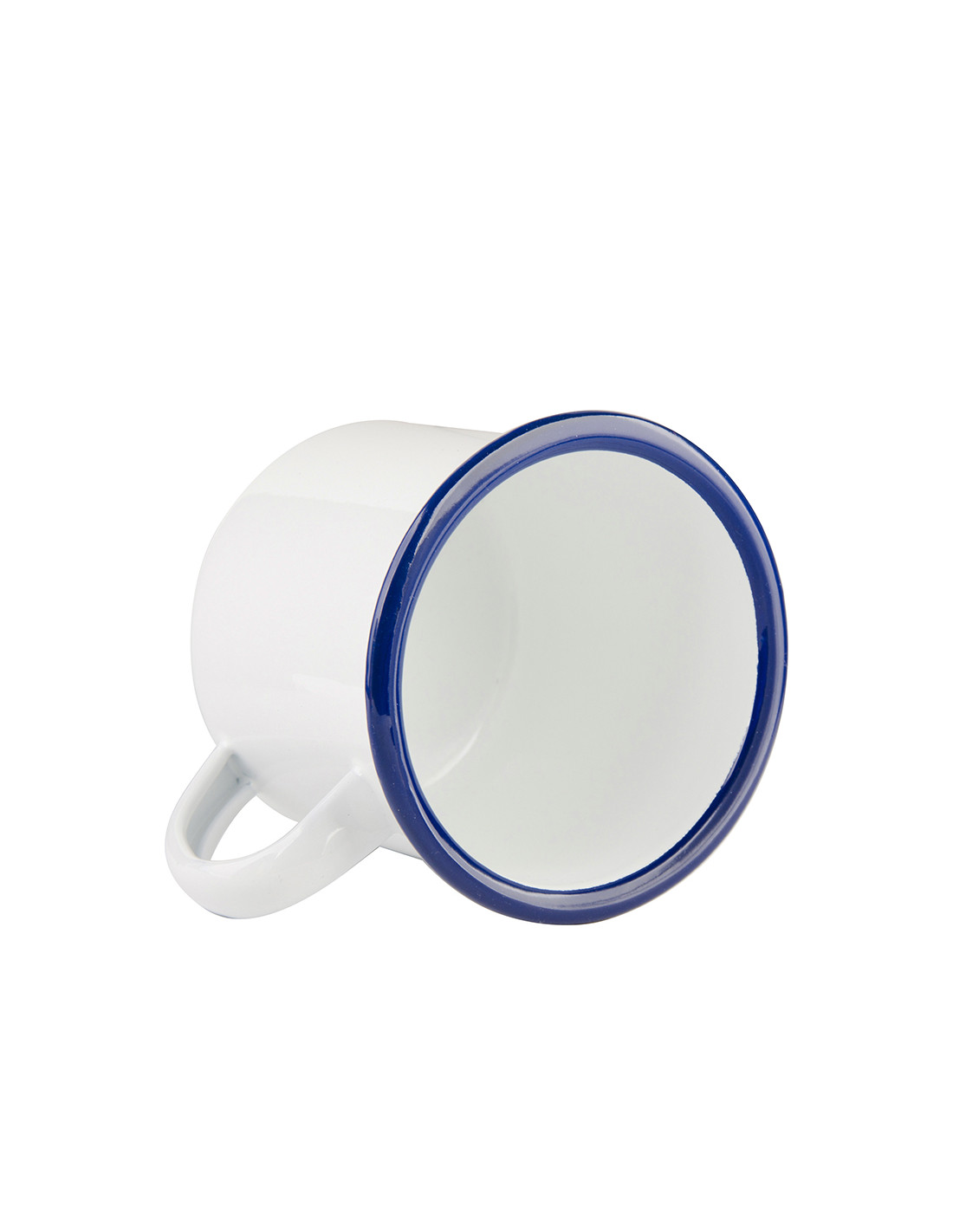 Tasse en émail de 12 oz/360 ml (bord bleu)
