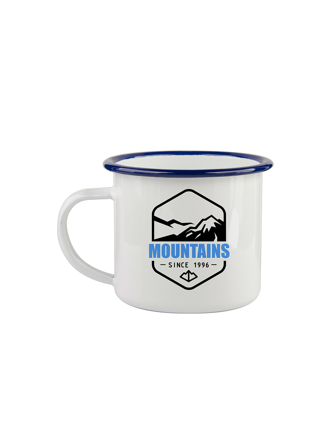 Tasse en émail de 12 oz/360 ml (bord bleu)