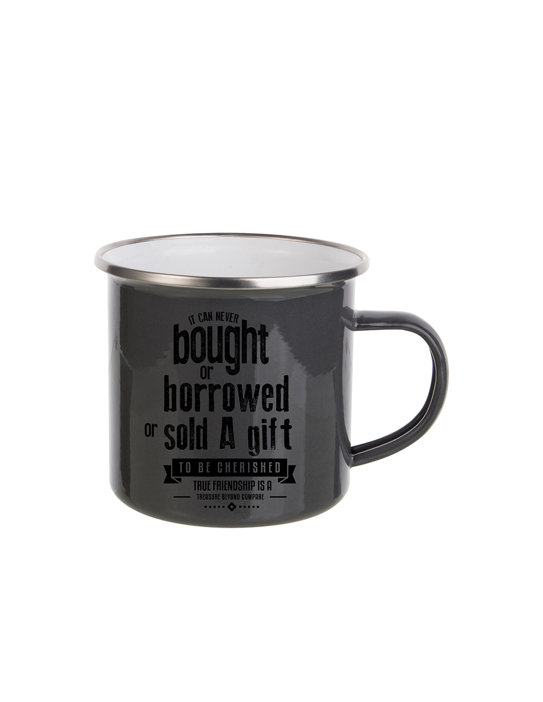 Tasse en émail coloré de 12 oz/360 ml (gris noir)