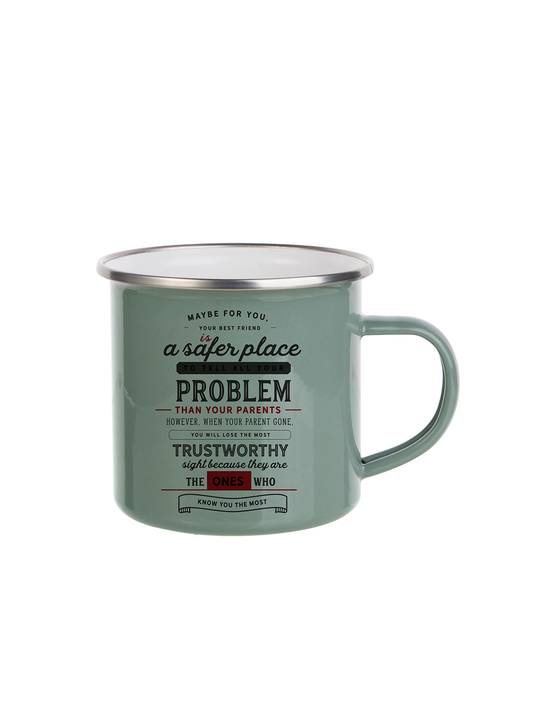 Tasse en émail coloré de 12 oz/360 ml (gris vert)