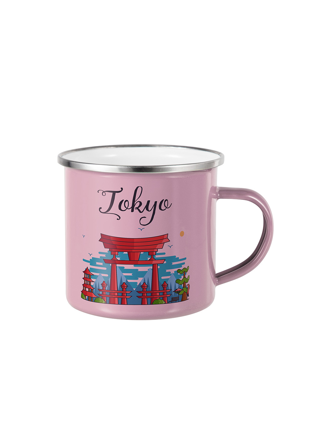 Tasse en émail coloré de 12 oz/360 ml (rose)