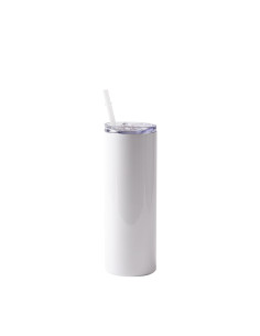 20oz/600ml Stainless Steel  Tumbler with Plastic Straw & Lid(White)
