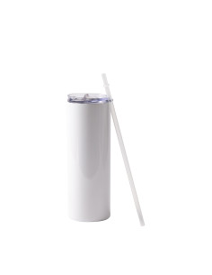 20oz/600ml Stainless Steel  Tumbler with Plastic Straw & Lid(White) 2